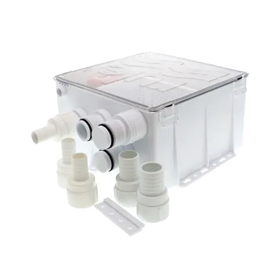 Sistema de Desagüe para Duchas / Bomba 800 GPH / 24 VDC / Interruptor de Flotación / Válvula Antirretorno / Cubierta Sellada