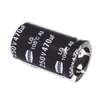Capacitor Electrolítico de Aluminio / 470 µF / 250 VDC / 105 °C / 25 x 40 mm / Radial