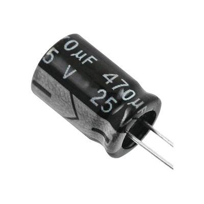 Capacitor Electrolítico Radial / 470 µF / 25 Vcc / 105 °C / 8 x 15 mm