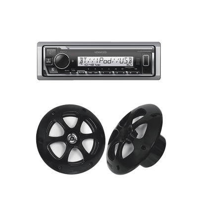 Kit de Estéreo Marino con Bluetooth / Pantalla 255 Segmentos / Ecualizador 13 Bandas / Woofer 6.5′ Resistente al Agua / 3 Salidas Preamplificadas 4.0V / Tweeter 4 Ohms