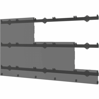 Sistema de Montaje Universal para paneles LED dvLED / SEAMLESS Connect / 5×5 Paneles / Capacidad (284.1 kg) / Aluminio / Ajuste de Precisión / Hasta 135″ 3.05 x 1.69 m