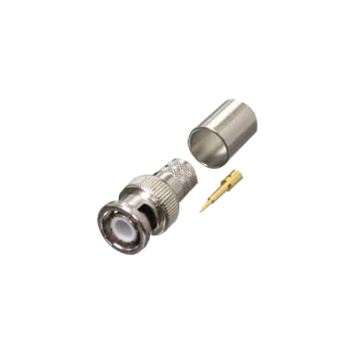 Conector Coaxial BNC Macho / Anillo Plegable / Bronce Niquelado / Contacto Oro / Teflón / RG-8/U, LMR-400, CNT-400, 9913