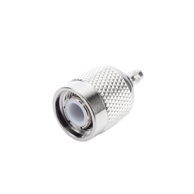 Conector TNC Macho / Anillo plegable / RG-174/U, Belden 8216 / Cuerpo bronce niquelado / Contacto oro