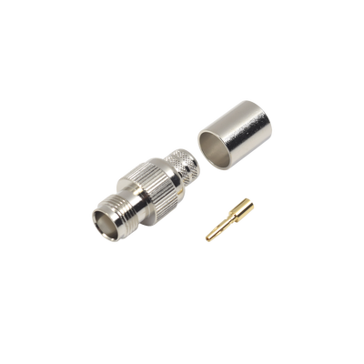 Conector TNC Hembra / Anillo Plegable / Bronce Niquelado / Contacto Oro / Teflón / 9913, 7810A, 8214, CNT-400, RG8/U-SYS, RFLASH-1113