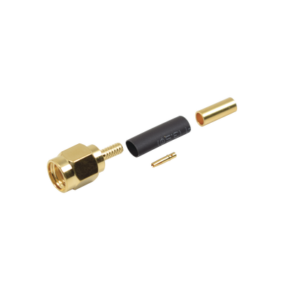Conector SMA Macho Inverso / Anillo Plegable / Bronce con Oro / RG-174/U, RG-316/U