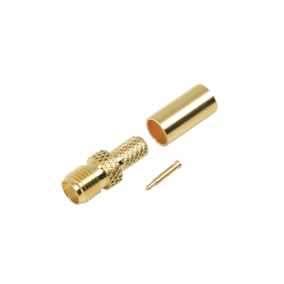 Conector Coaxial SMA / Hembra Inverso / Anillo Plegable / Cable RG-58/U / Recubrimiento Oro / Aislante Teflón