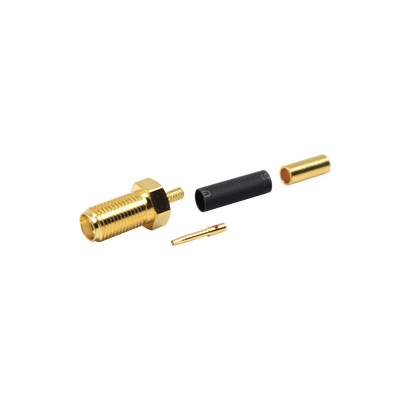 Conector SMA Hembra / Anillo Plegable / Cuerpo Bronce / Contacto Oro / Teflón / RG-174/U, Belden 8216