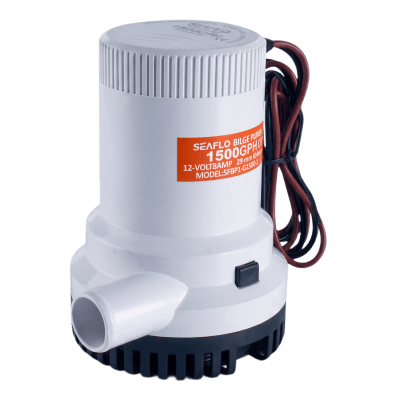 Bomba de Achique Sumergible / 1,500 GPH (5,678 LPH) / 12V CD / No Automática / Filtro Extraíble / Bajo Consumo