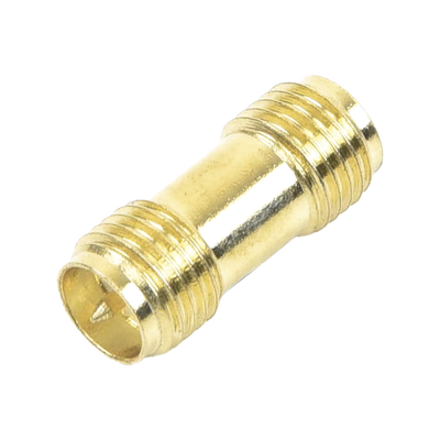 Adaptador Coaxial RF / SMA Hembra Inverso a SMA Hembra Inverso / Montaje en Línea / Cuerpo Bronce con Oro / Aislante Teflón