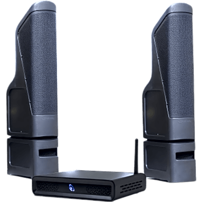 Kit TruAudio | Amplificador D2T 2 Canales 100W | 2 Torres Line Array Exterior TT10 200W RMS | HDMI eARC + Bluetooth 5.3 | IP56