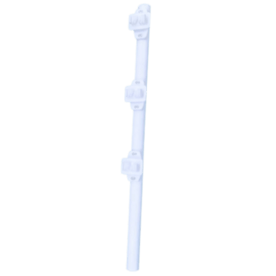 Poste de Paso / Tubo de Acero Galvanizado / Diámetro 1″ / Longitud 75 cm / 3 Aisladores / Pintura Blanca / Peso 0.5 KG