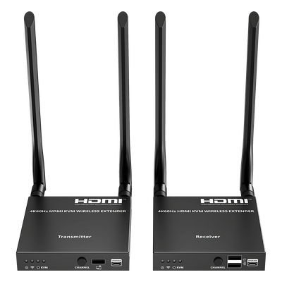 Extensor Inalámbrico HDMI| Con KVM | 4K@60Hz 4096×2160 | Tecnología ipcolor | Banda 5G 5.18-5.24 GHz | Distancia 50 m | Conexión de Hasta 1 a 4