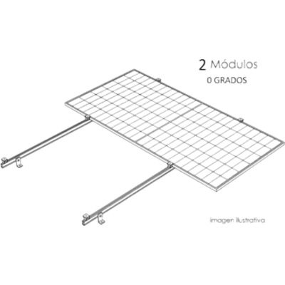 Sistema de Montaje Solar / Techo Plano / 1 Módulo / Inclinación 15° / Resistencia Viento 140 km/h / Área 4 m² (43.1 ft²)